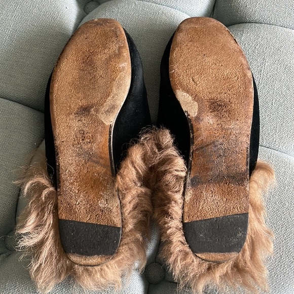 Gucci Princetown Velvet Fur Mules - Picture 13 of 16